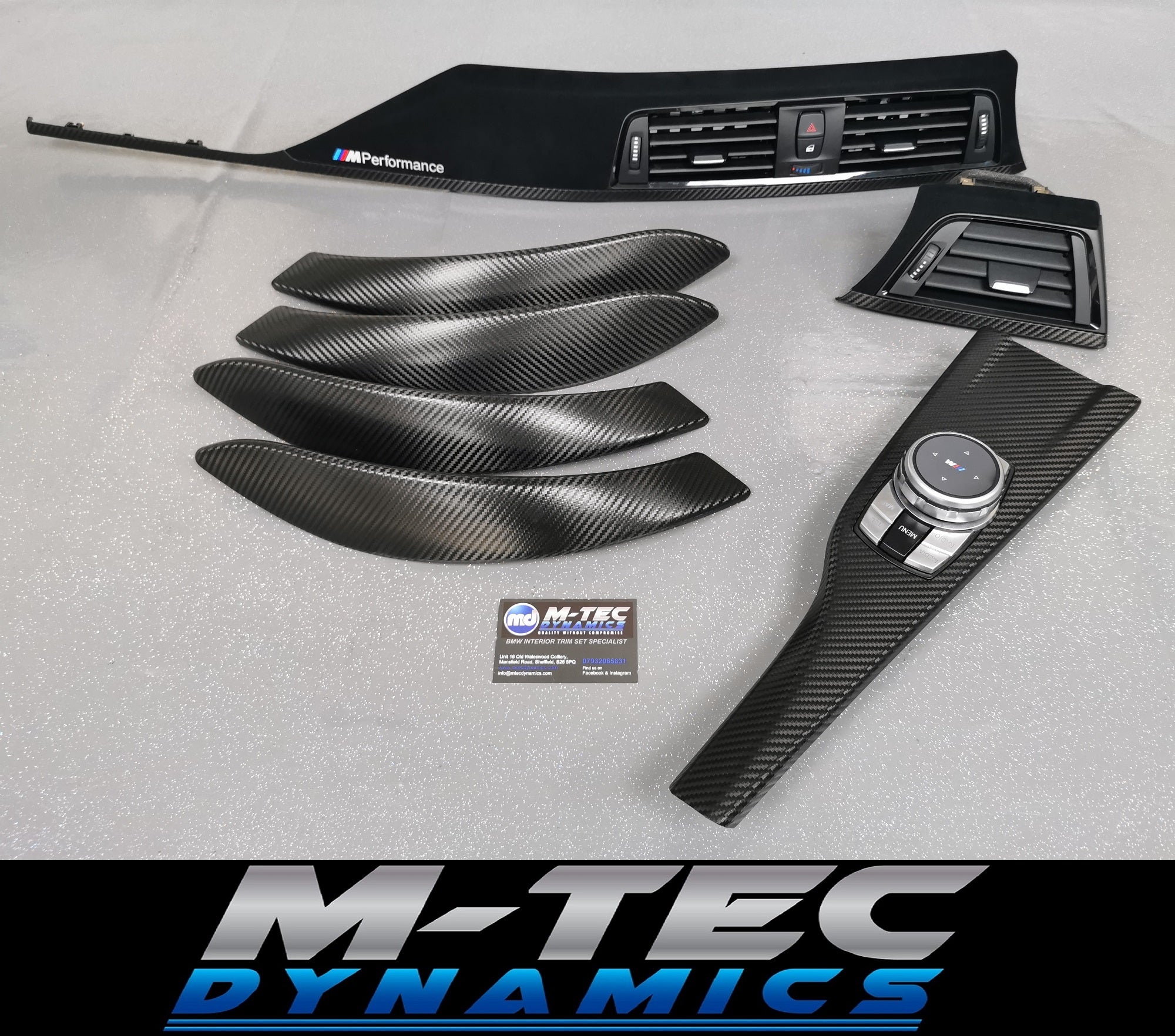 BMW F30 F31 F36 F80 M3 - PERFORMANCE STYLE / DEEP TEXTURED GLOSSY CARBON INTERIOR TRIM SET (MTD-TEX)